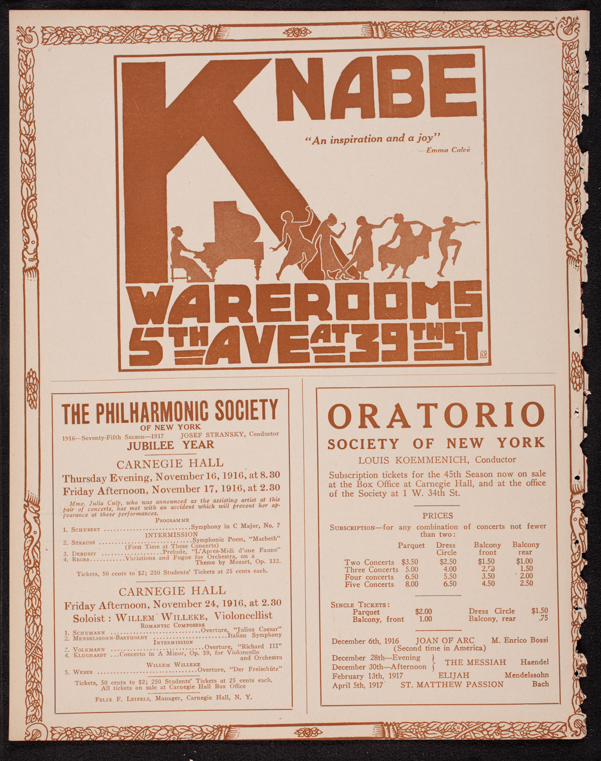 Frances Alda, Soprano, November 14, 1916, program page 12