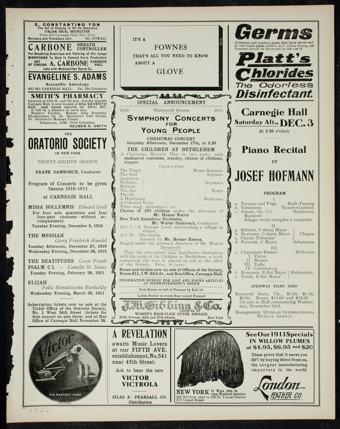New York Philharmonic, December 2, 1910, program page 9