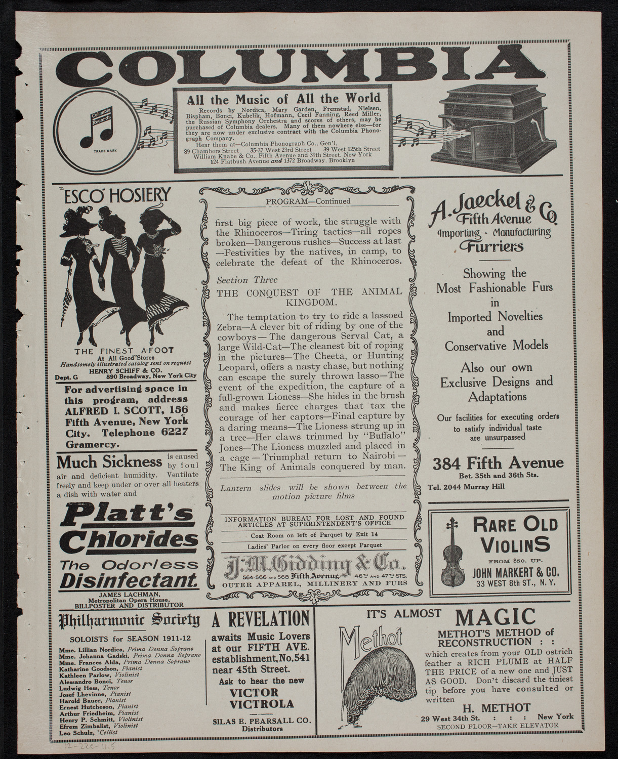 Lecture by Col. Charles J. "Buffalo" Jones, December 22, 1911, program page 9