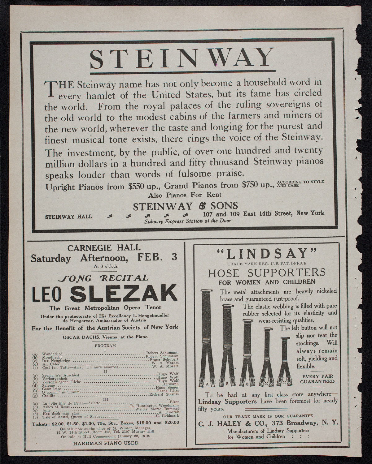 New York Philharmonic, January 18, 1912, program page 4