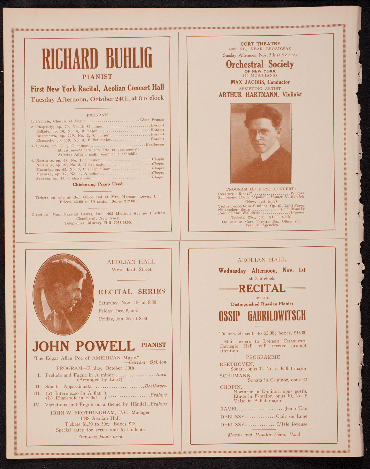 People's Symphony Concert, October 22, 1916, program page 10