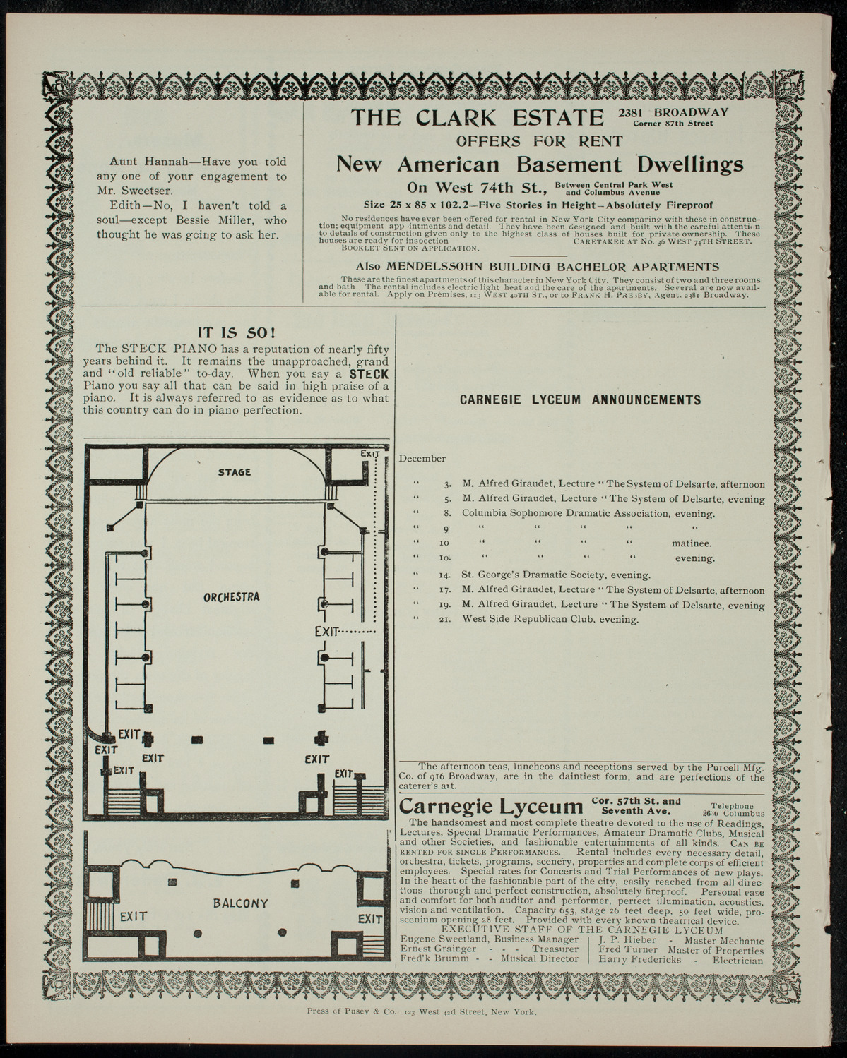 Sixth Annual Dramatic Performance For the Benefit of The Hudson Guild Library, December 2, 1904, program page 4
