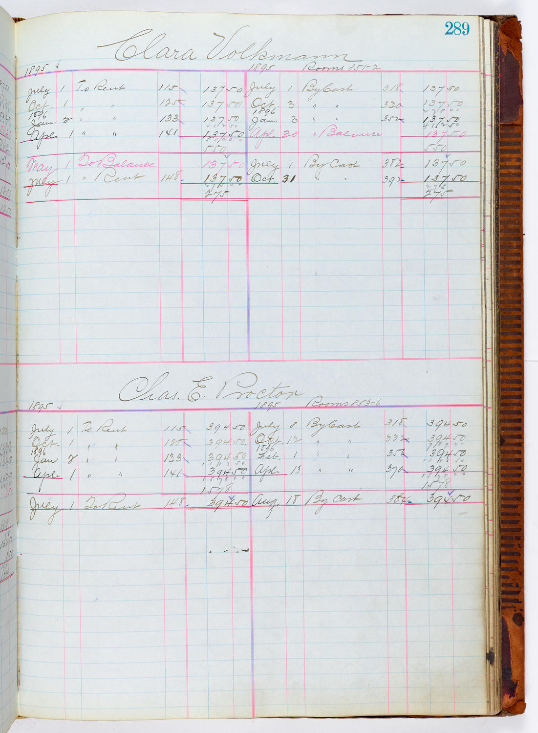Music Hall Accounting Ledger, volume 1, page 289