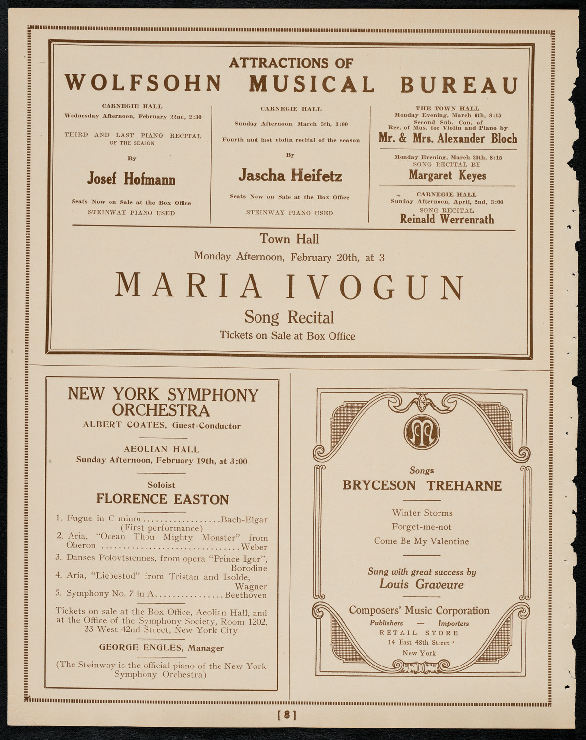 Burton Holmes Travelogue: Venice, February 12, 1922, program page 8