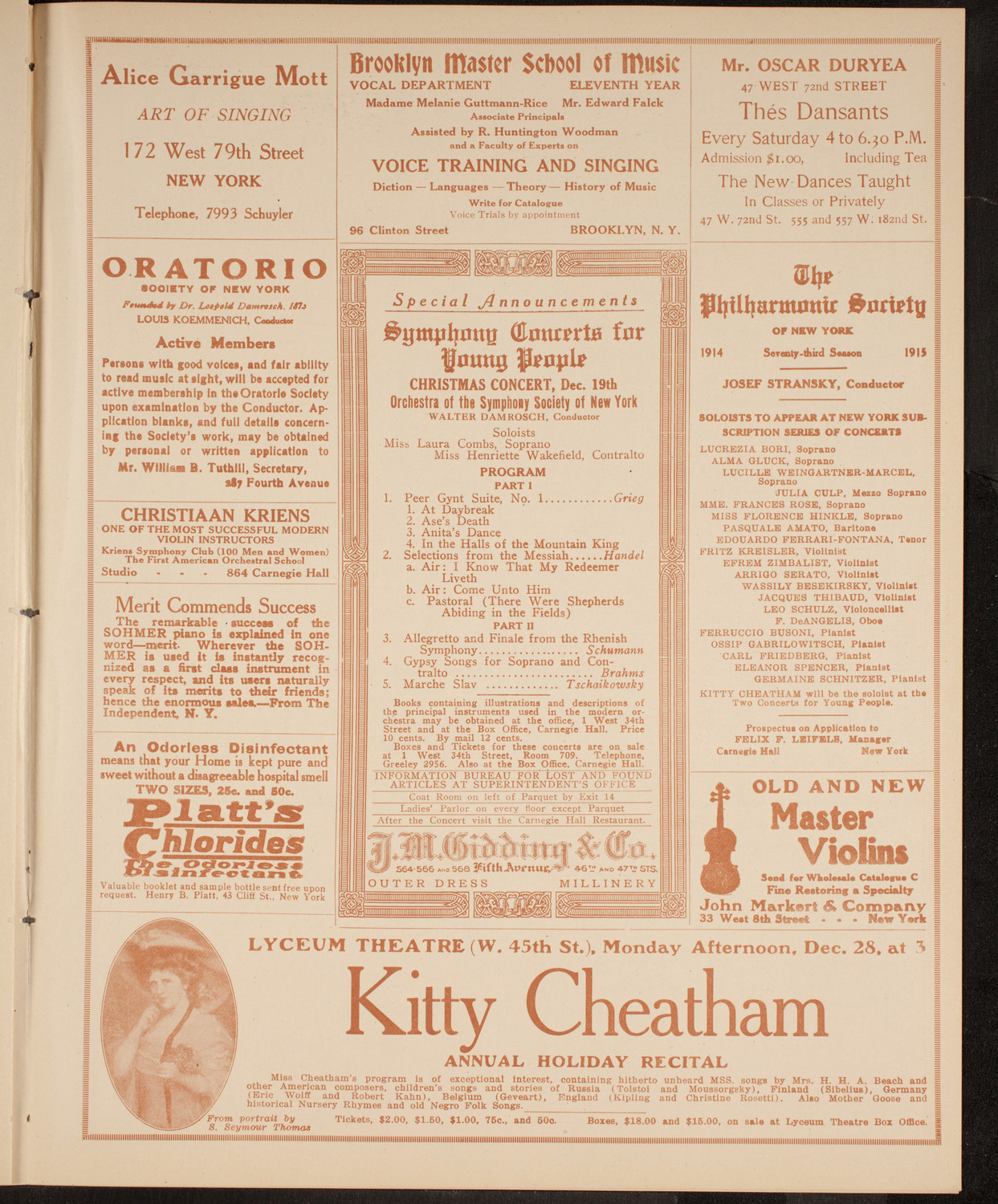 New York Philharmonic, December 11, 1914, program page 9
