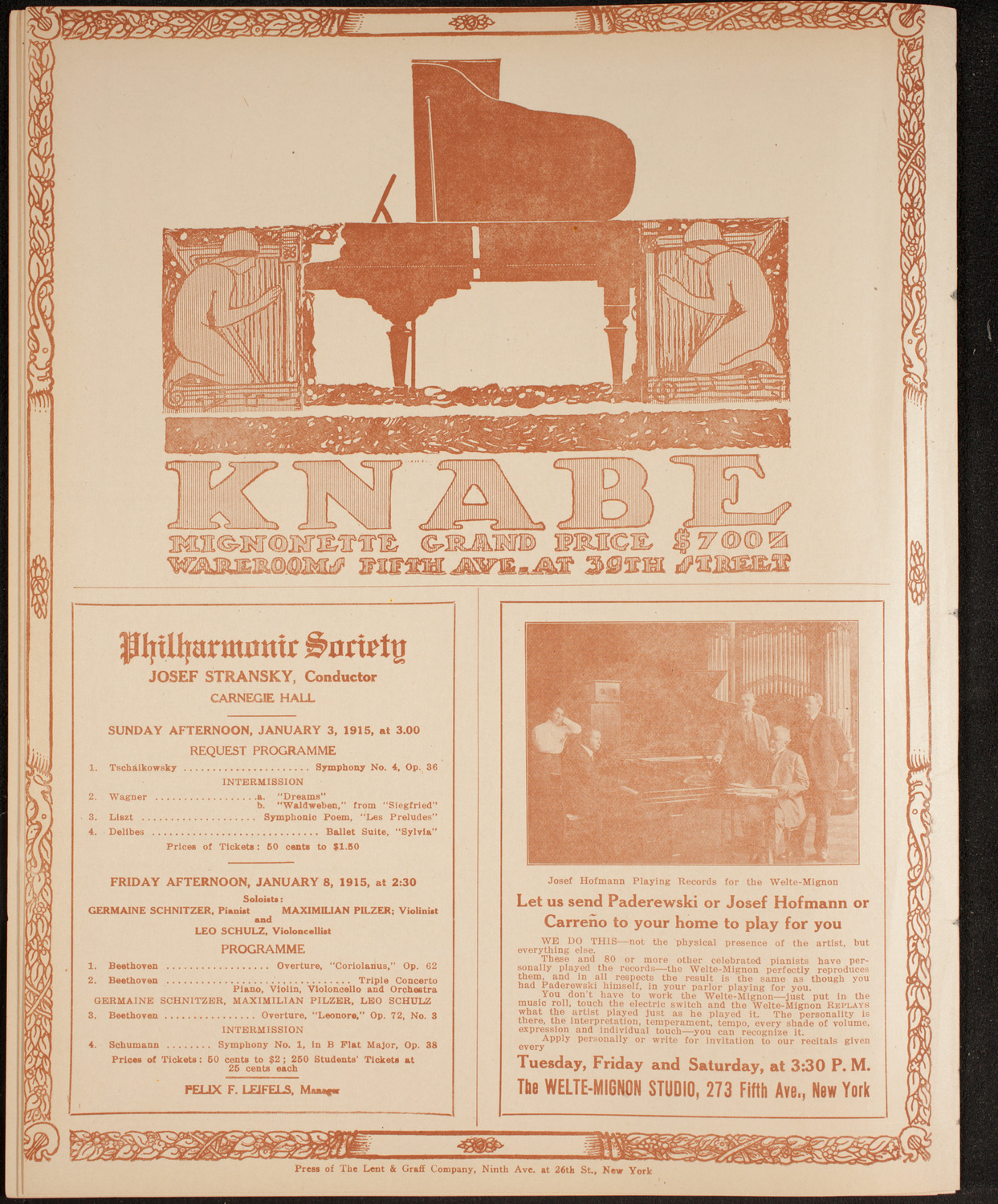 Fritz Kreisler, Violin, December 30, 1914, program page 20
