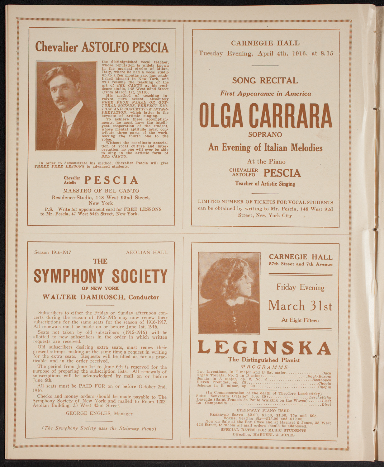 Boston Symphony Orchestra, March 18, 1916, program page 8