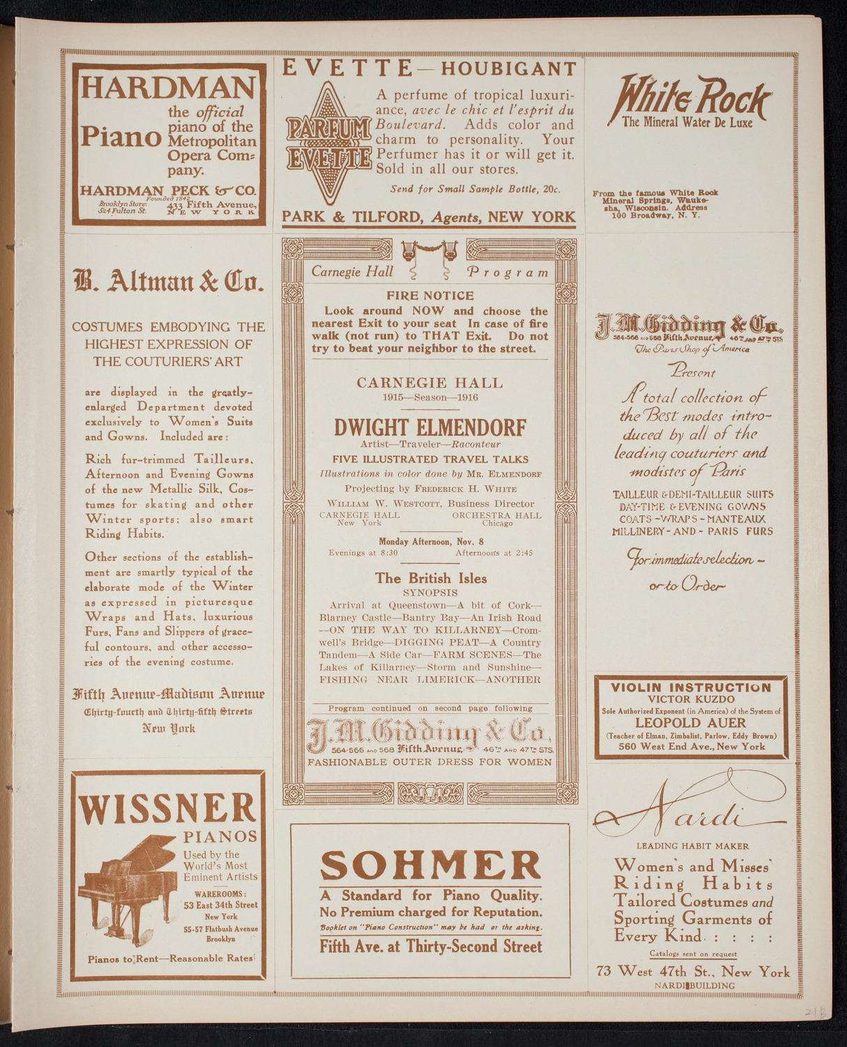 Elmendorf Lecture: The British Isles, November 8, 1915, program page 5