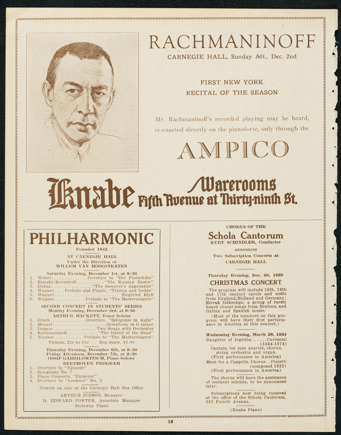 Boston Symphony Orchestra, December 1, 1923, program page 12