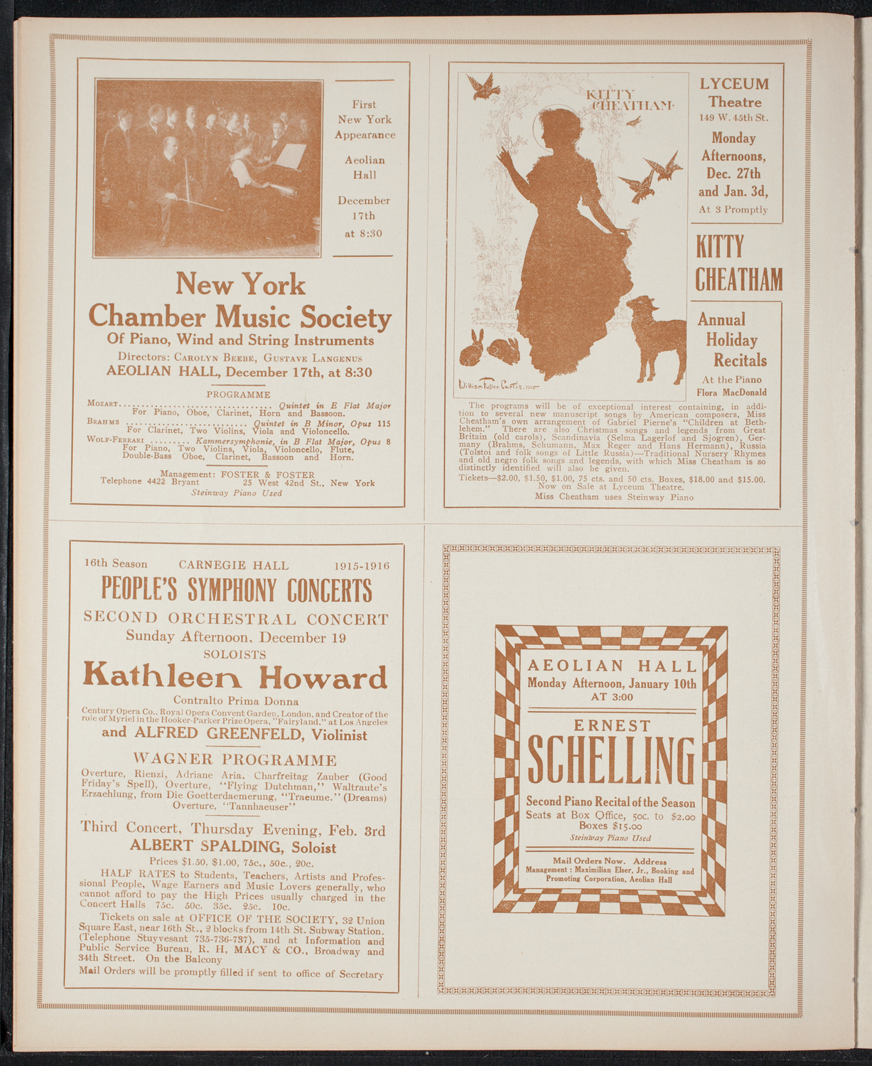 Julia Culp, Contralto, December 16, 1915, program page 10