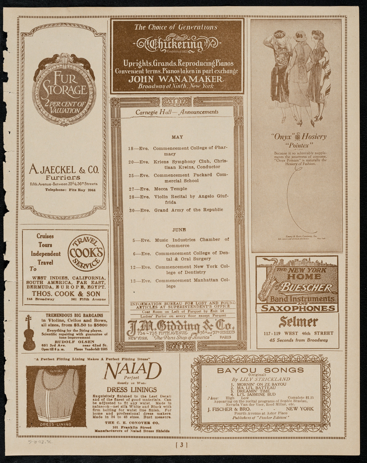 Sir Arthur Conan Doyle, May 10, 1922, program page 3