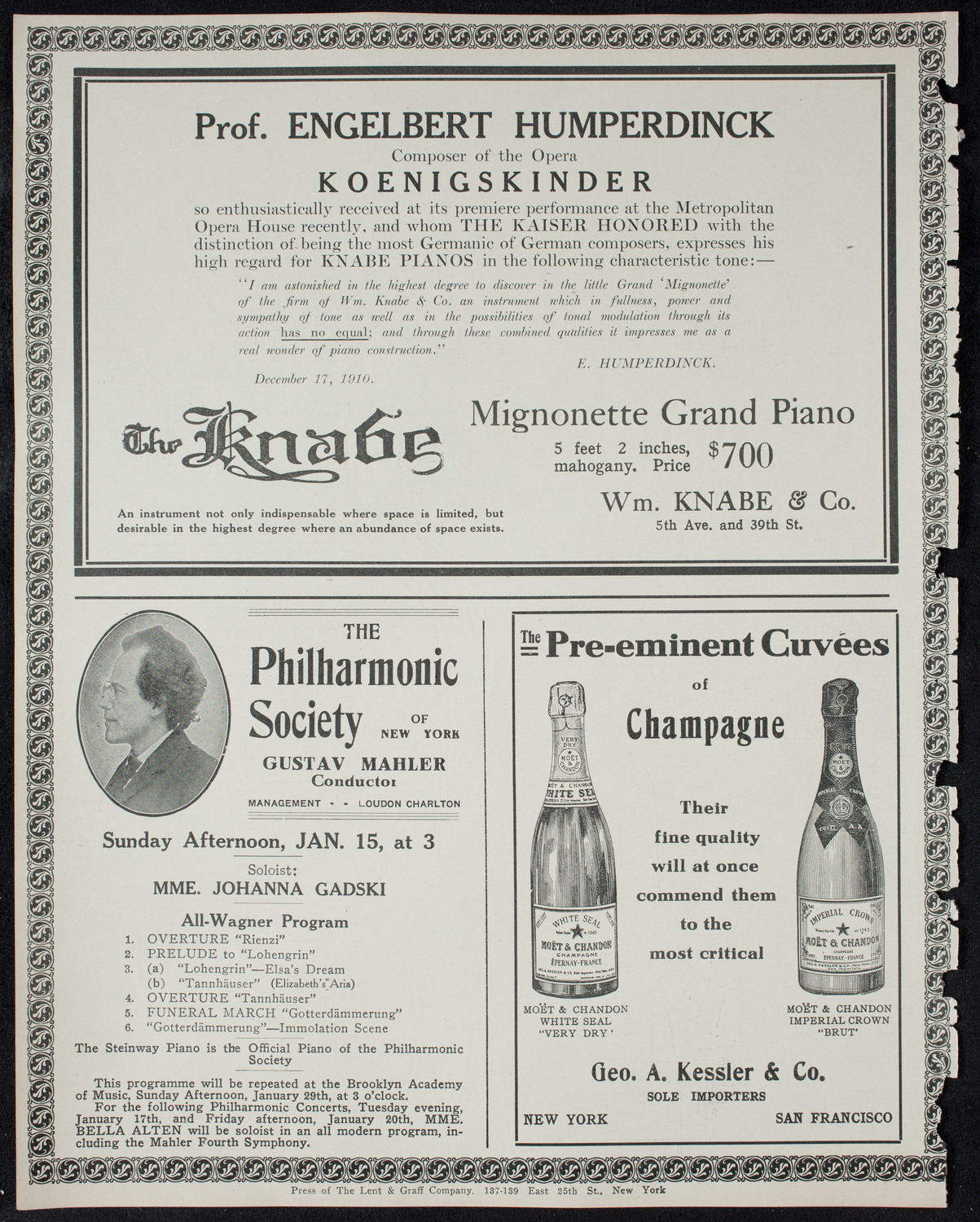 Boston Symphony Orchestra, January 12, 1911, program page 12