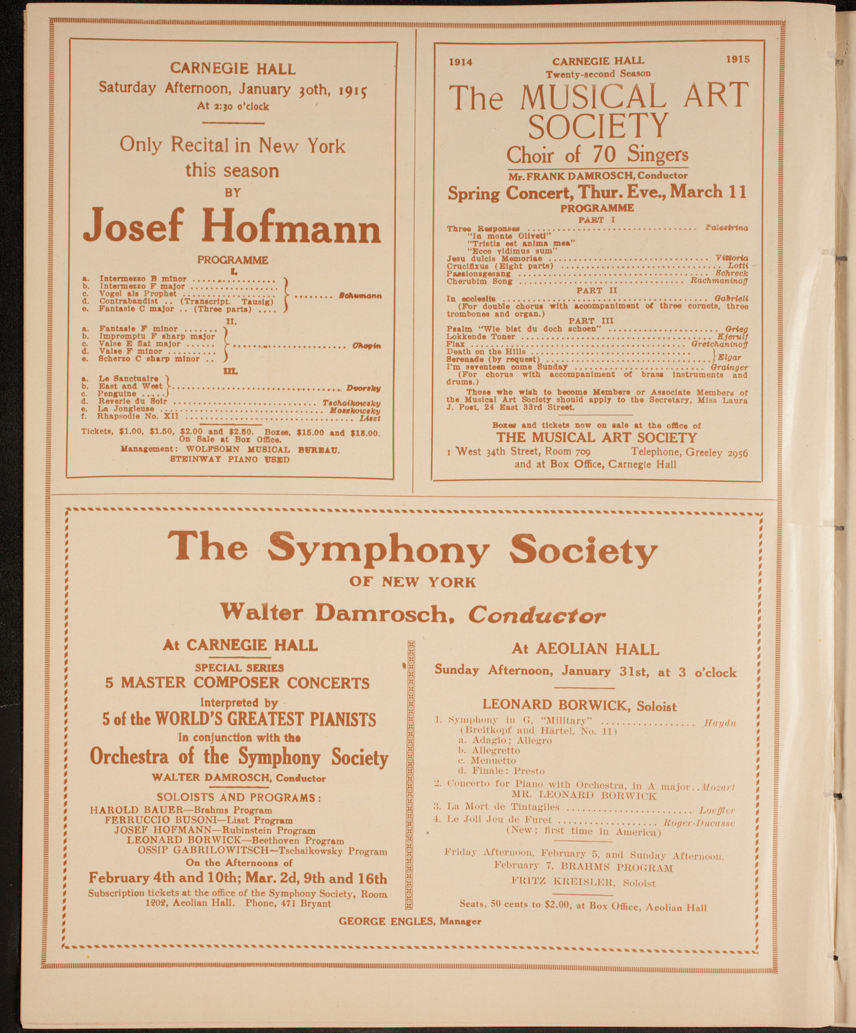 New York Philharmonic, January 24, 1915, program page 8