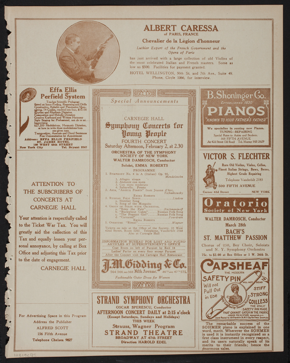 Home Symphony Concert: New York Philharmonic, January 9, 1918, program page 9