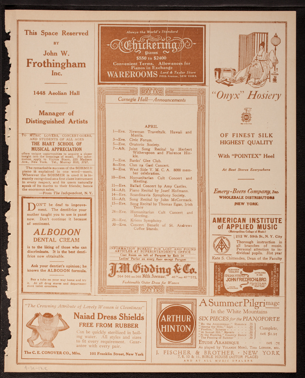 People's Symphony Concert, April 1, 1917, program page 3