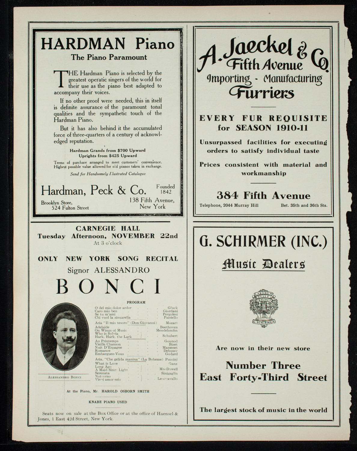 Marcella Sembrich, Soprano, November 8, 1910, program page 8