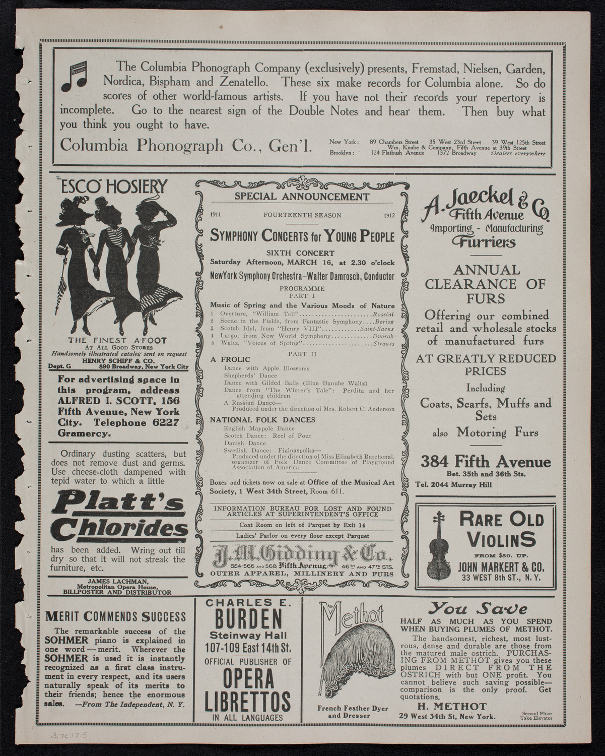 New York Philharmonic, March 7, 1912, program page 9