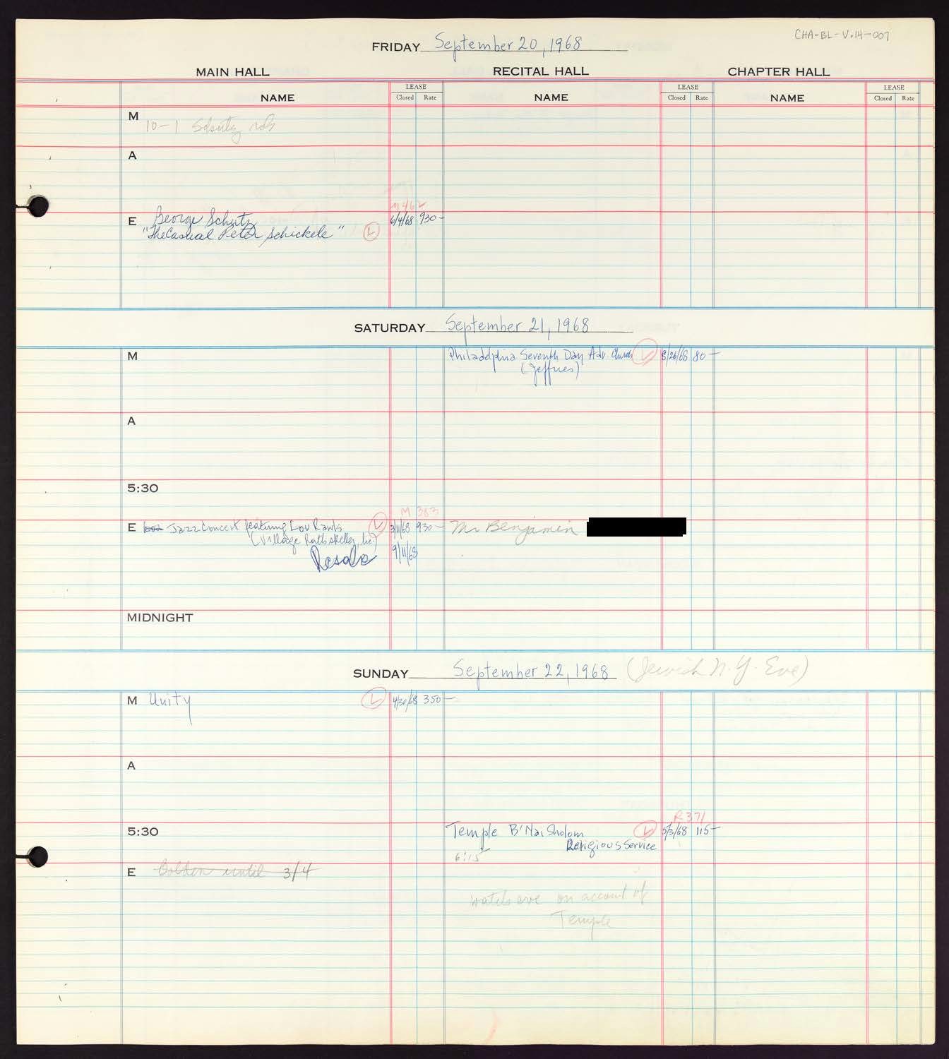 Carnegie Hall Booking Ledger, volume 14, page 7