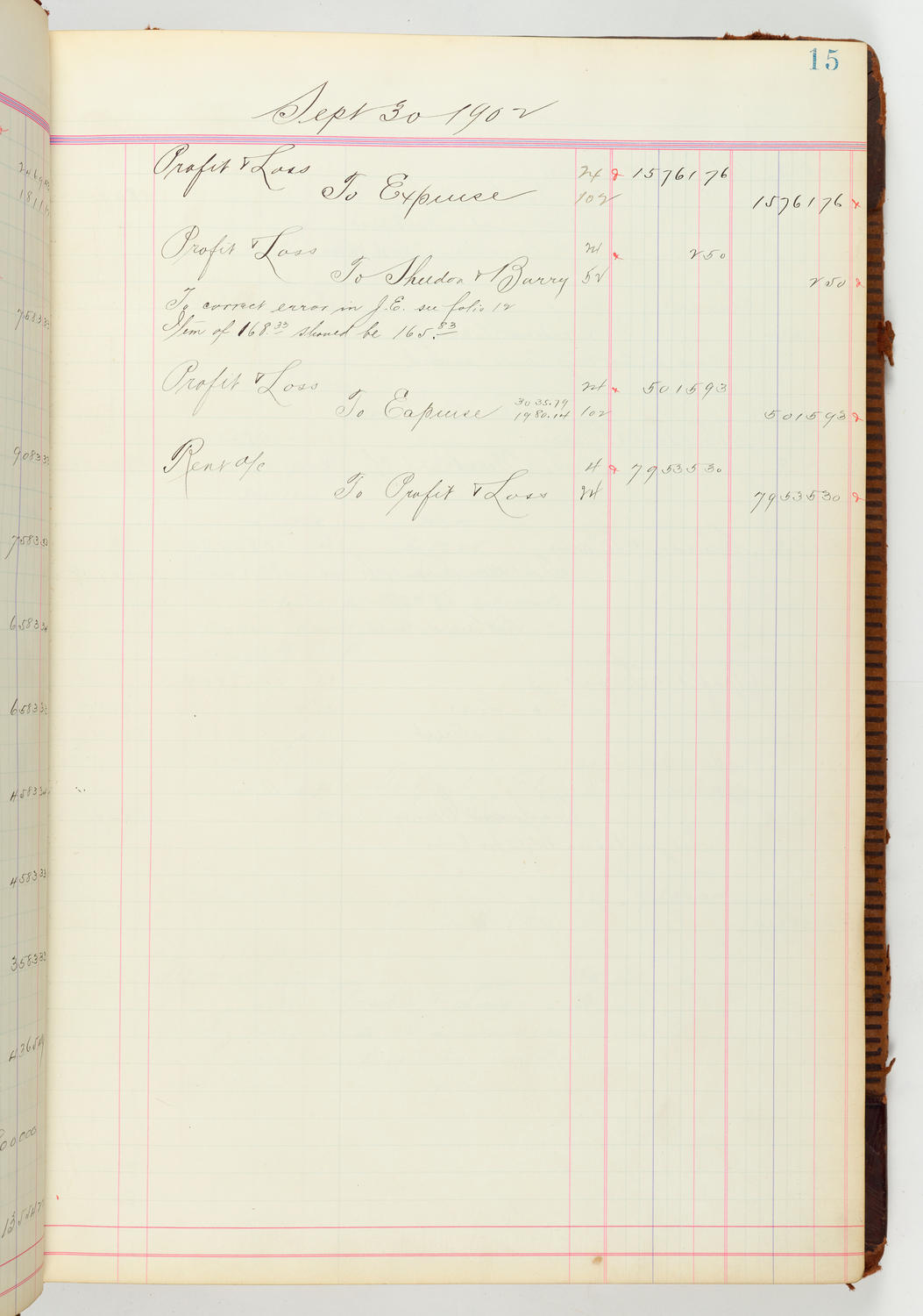 Music Hall Accounting Ledger Journal, volume 7, page 15