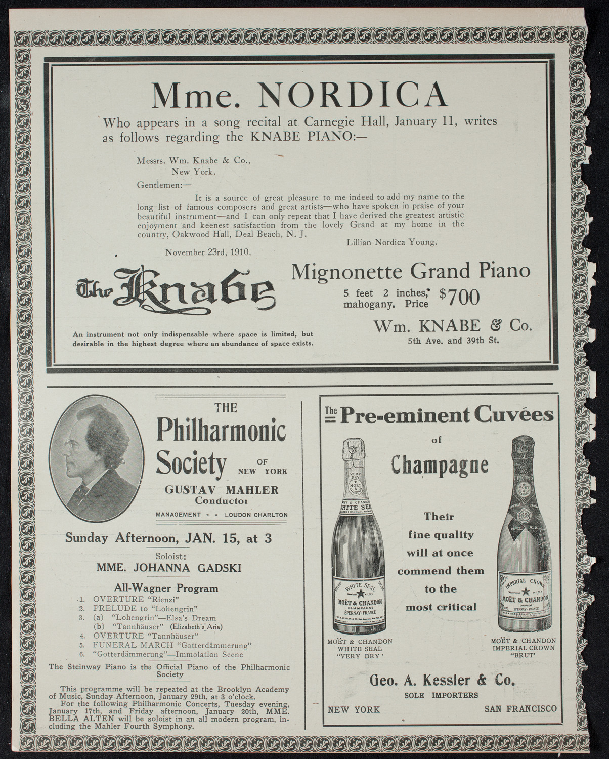 New York Philharmonic, January 10, 1911, program page 12