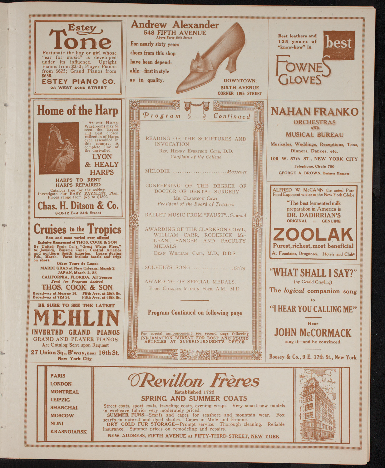 Graduation: College of Dental and Oral Surgery of New York, June 6, 1916, program page 7