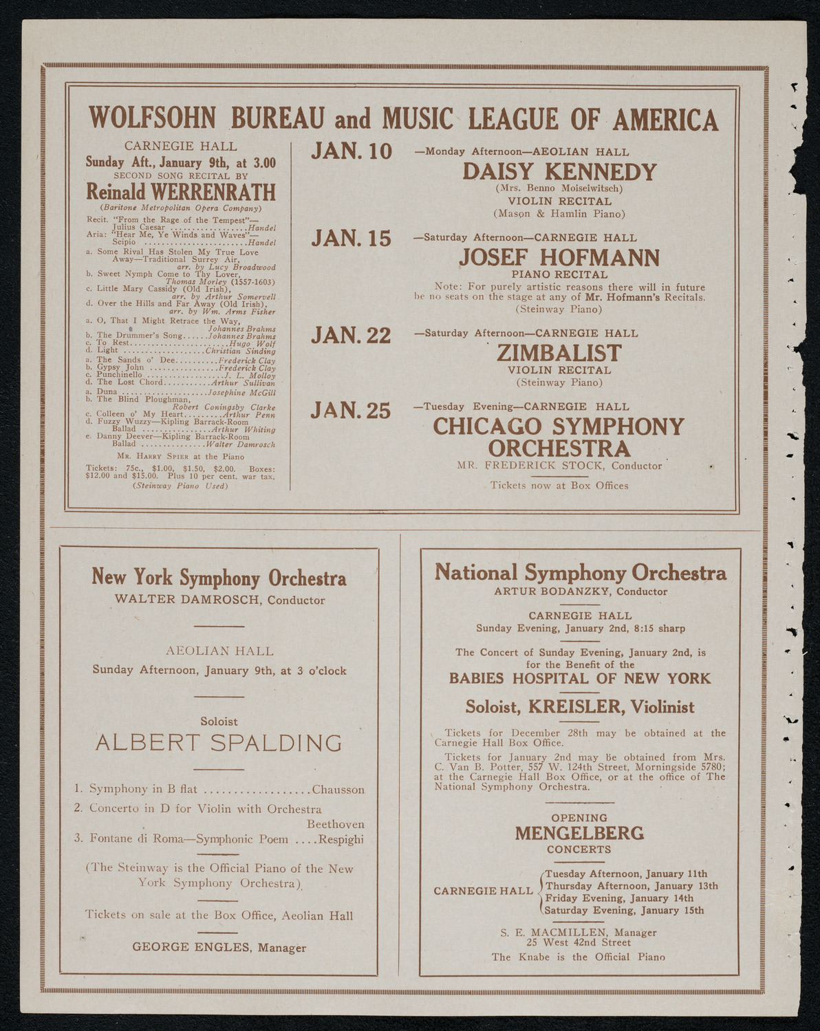 New York Philharmonic, January 2, 1921, program page 8