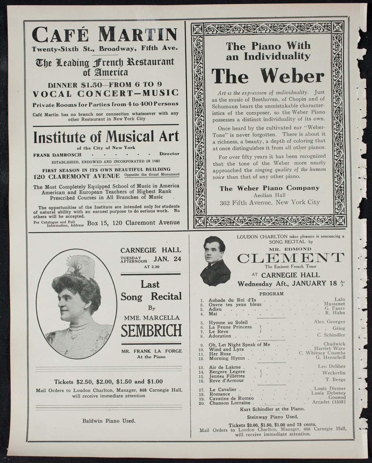 Boston Symphony Orchestra, January 12, 1911, program page 6