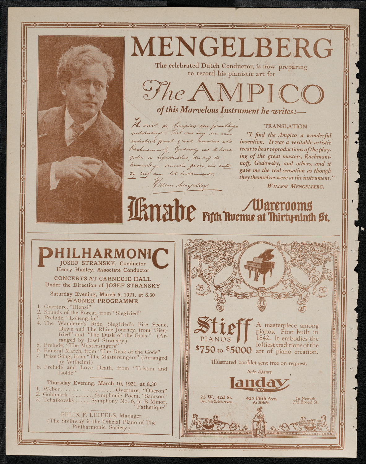 New York Philharmonic, March 4, 1921, program page 12