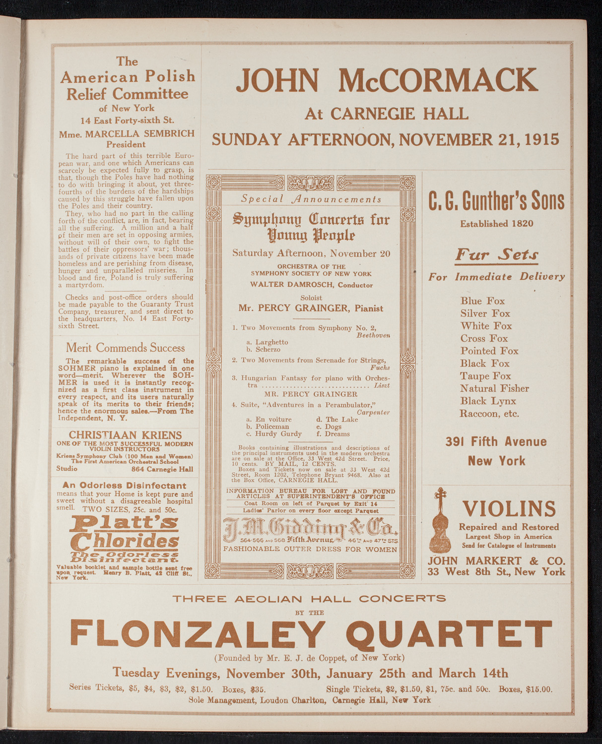 Fannie Bloomfield Zeisler, Piano, November 16, 1915, program page 9