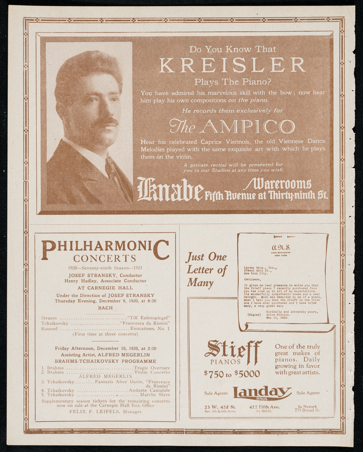 Percy Grainger, Piano, December 7, 1920, program page 12