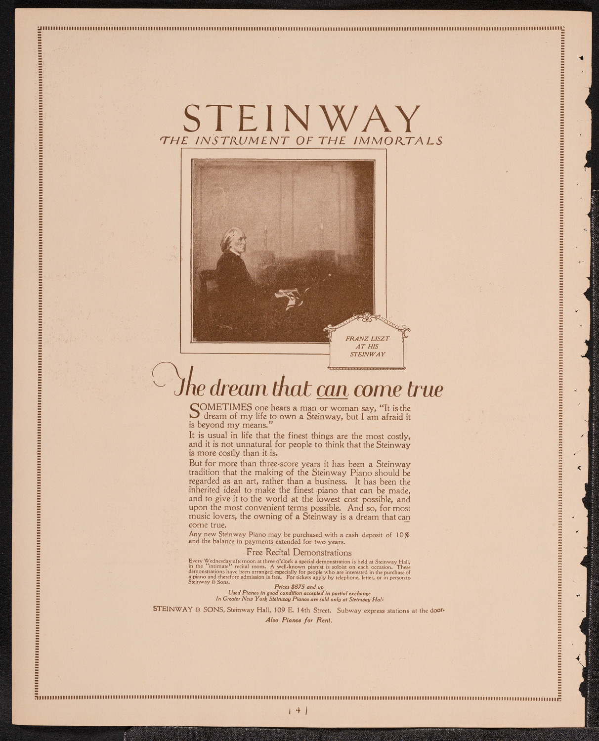 Sergei Rachmaninoff, Piano, December 4, 1921, program page 4