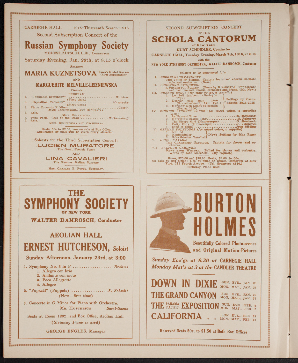 New York Philharmonic, January 21, 1916, program page 8
