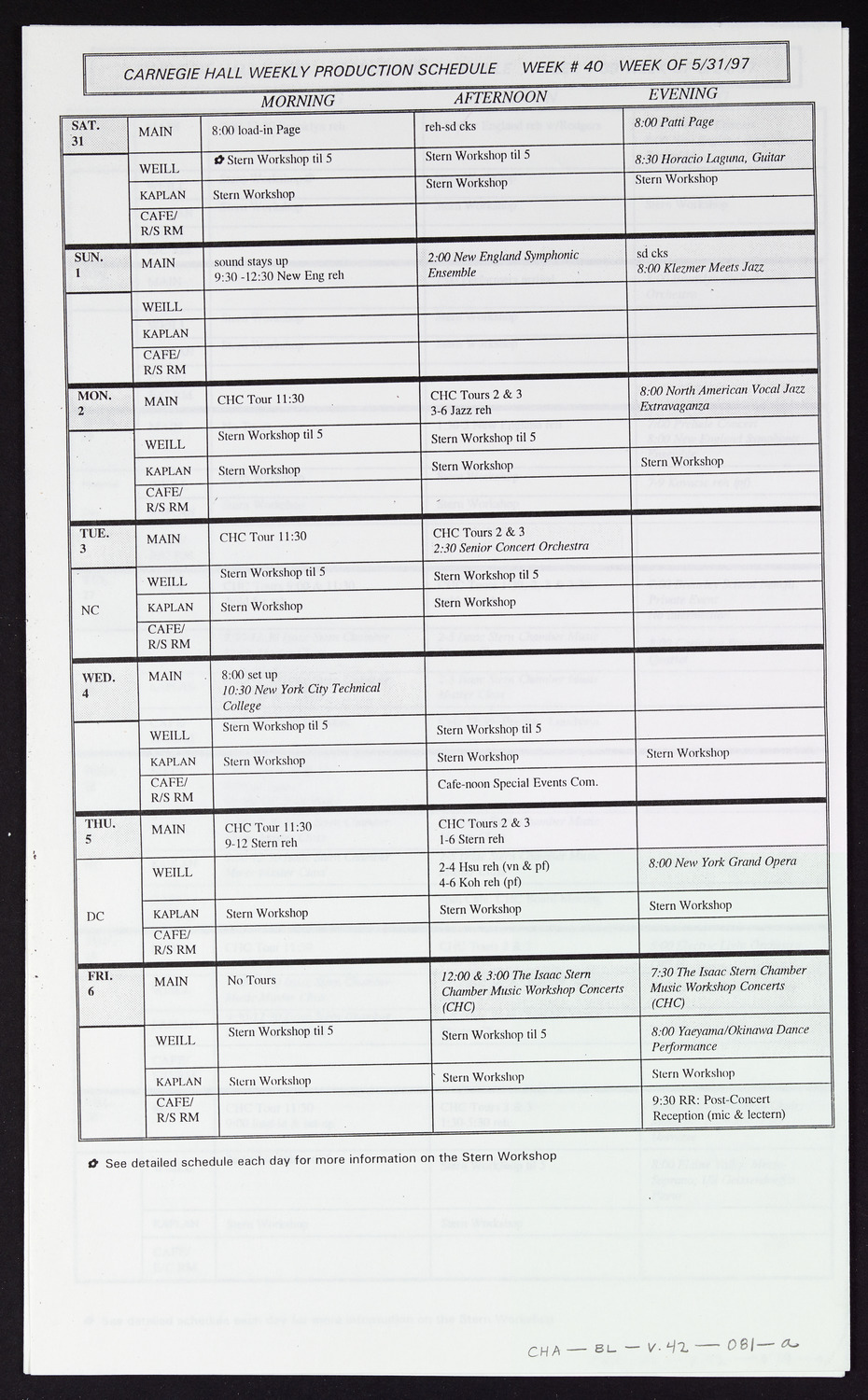 Carnegie Hall Booking Ledger, volume 42, page 81a