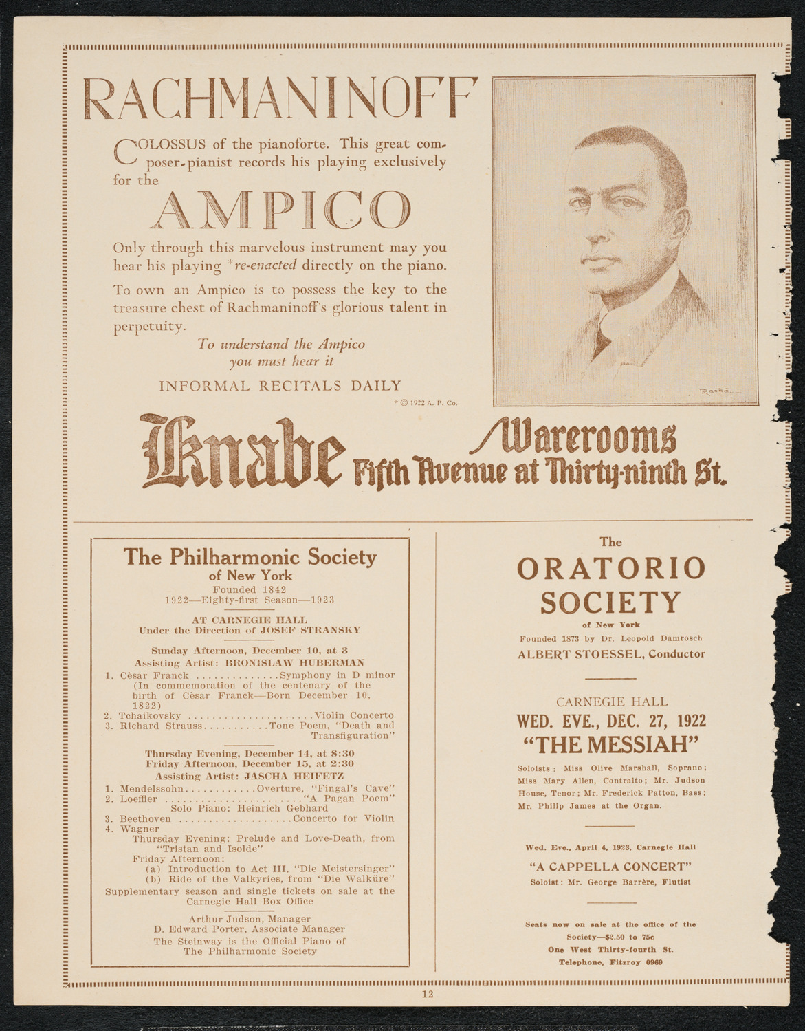 Anna Meitschik, Contralto, December 9, 1922, program page 12