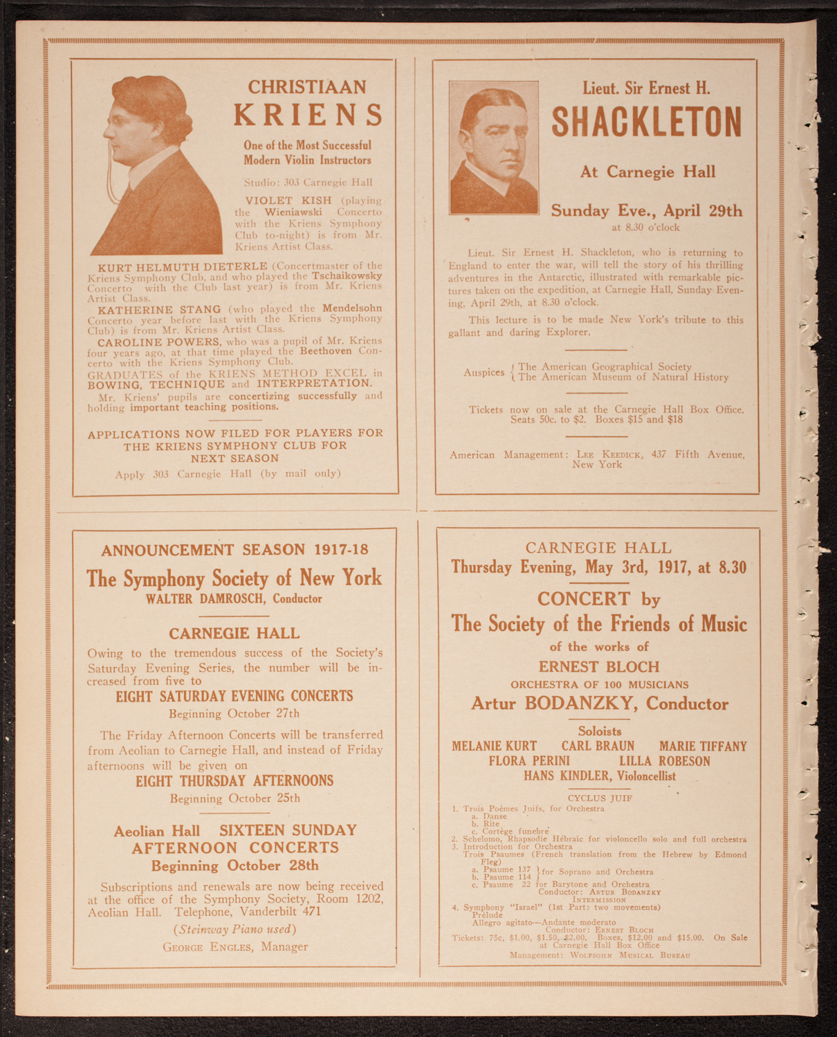 Frank Loubet's Orchestra, April 29, 1917, program page 8