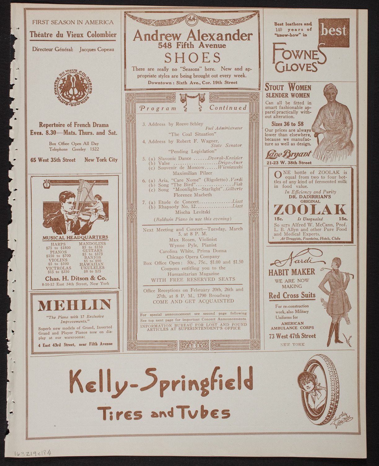 Meeting: The Humanitarian Cult, February 19, 1918, program page 7