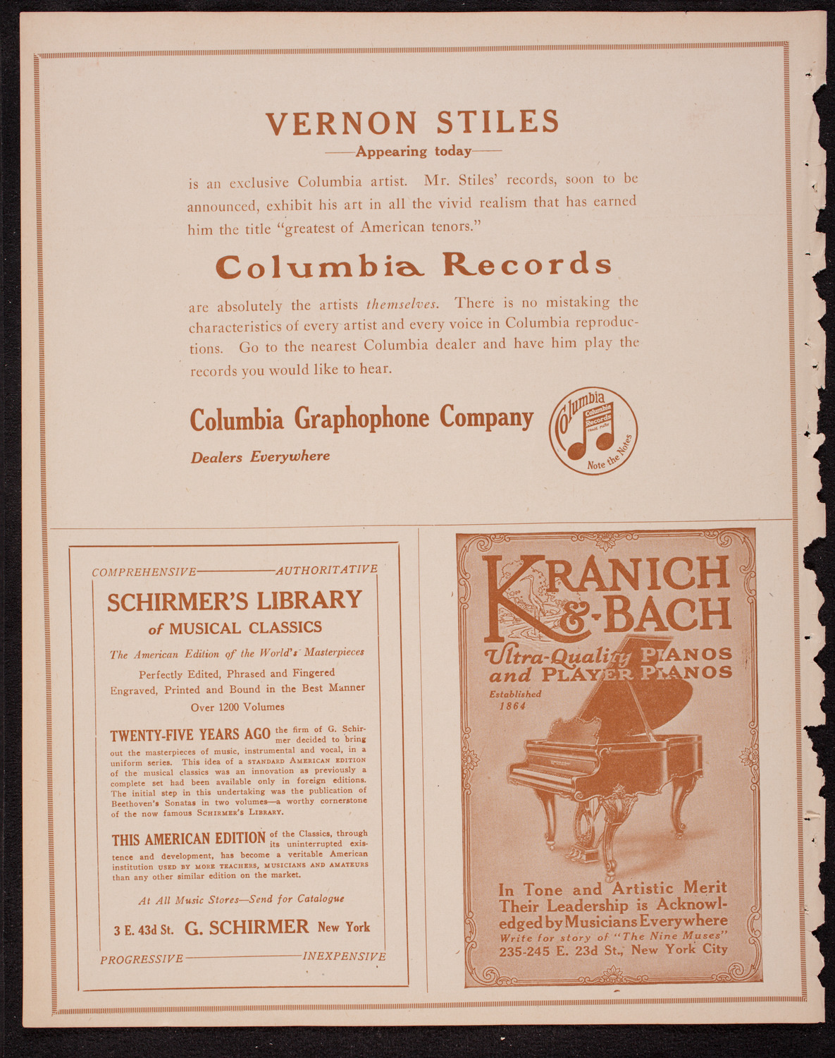 Vernon Stiles, Tenor, November 16, 1916, program page 6