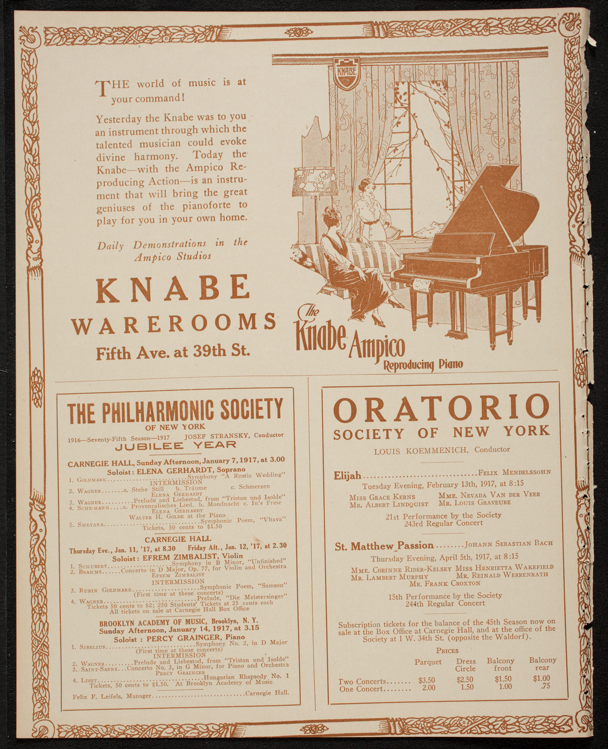 New York Philharmonic, January 5, 1917, program page 12