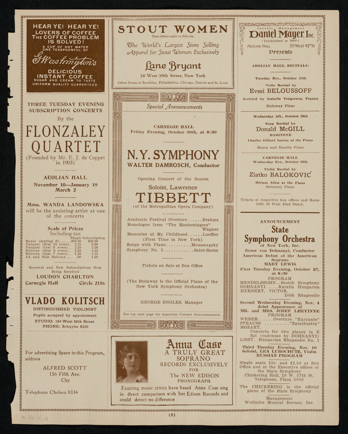 State Symphony Orchestra of New York, October 24, 1925, program page 7