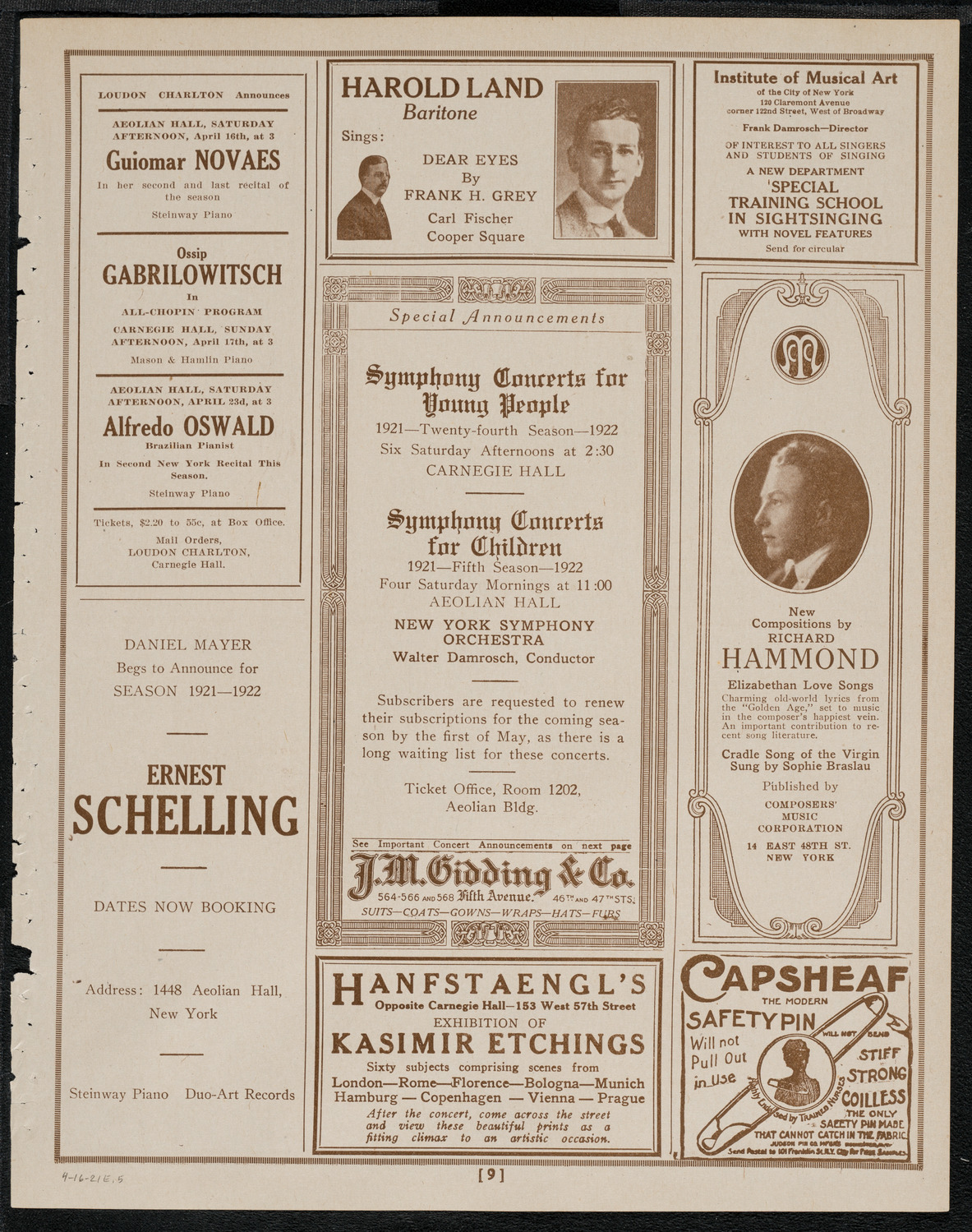 National Ballet and Toe Dancing Exposition of America, April 16, 1921, program page 9