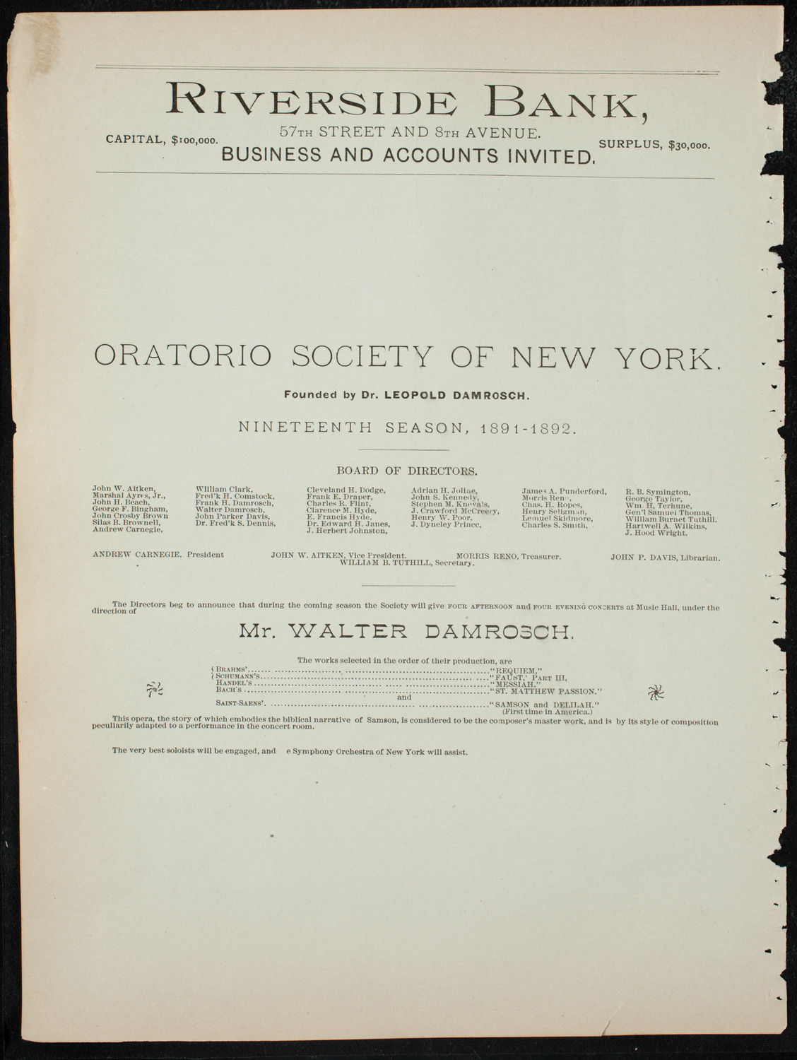 Benefit: West Side Day Nursery and Industrial School, December 14, 1891, program page 8