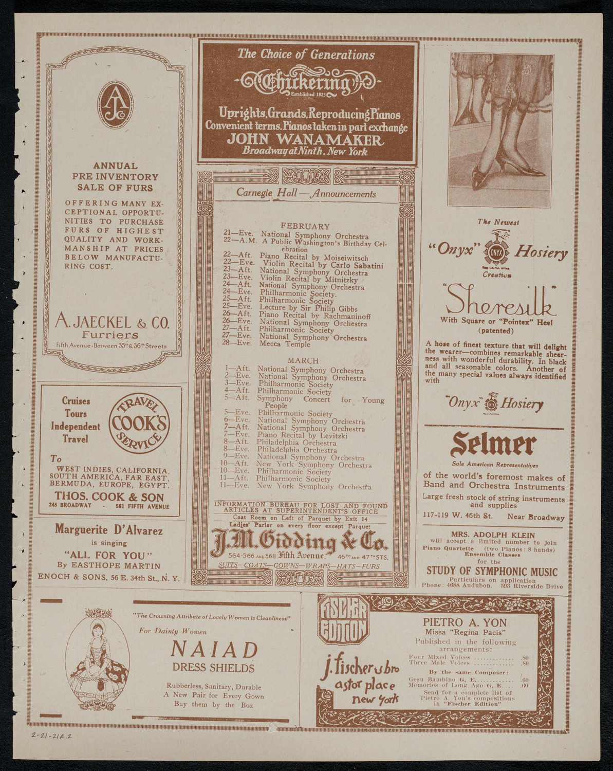 Benefit: Fordham University, February 21, 1921, program page 3