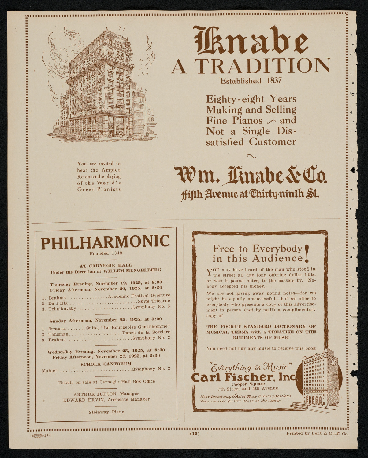 Philadelphia Orchestra, November 17, 1925, program page 12