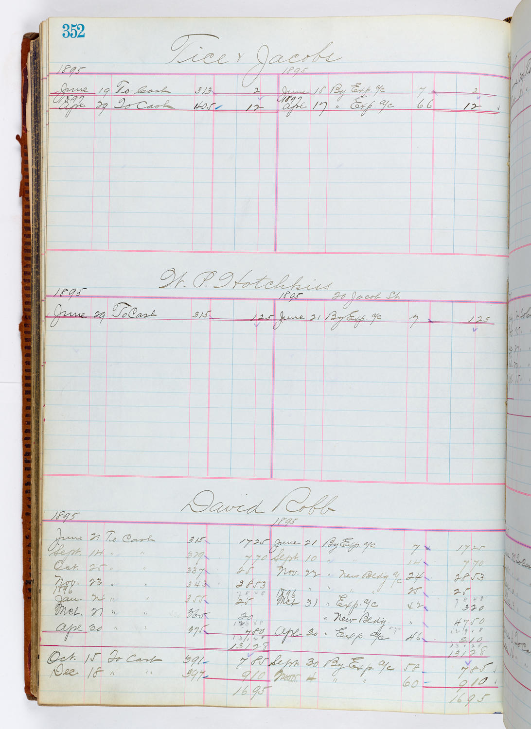 Music Hall Accounting Ledger, volume 1, page 352