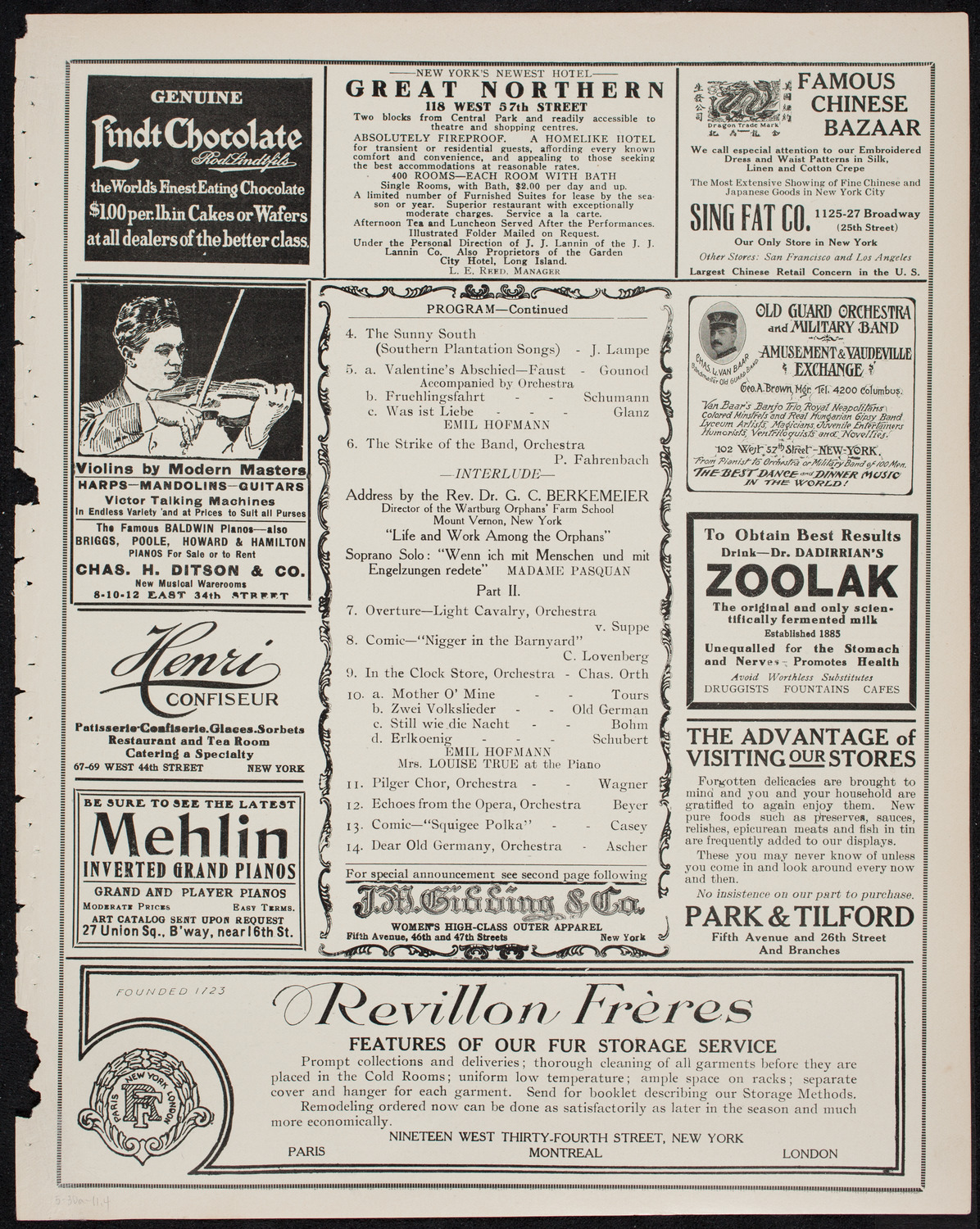 Wartburg Orphans' Farm School Juvenile Orchestra, May 30, 1911, program page 7
