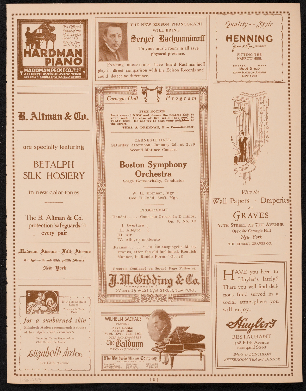 Boston Symphony Orchestra, January 3, 1925, program page 5