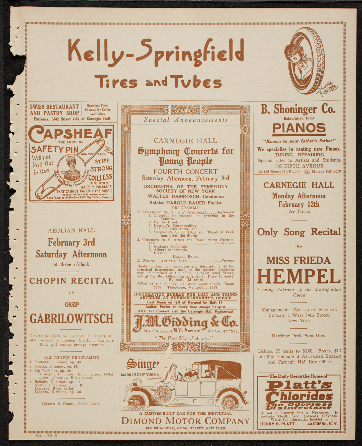 New York Philharmonic, January 28, 1917, program page 9