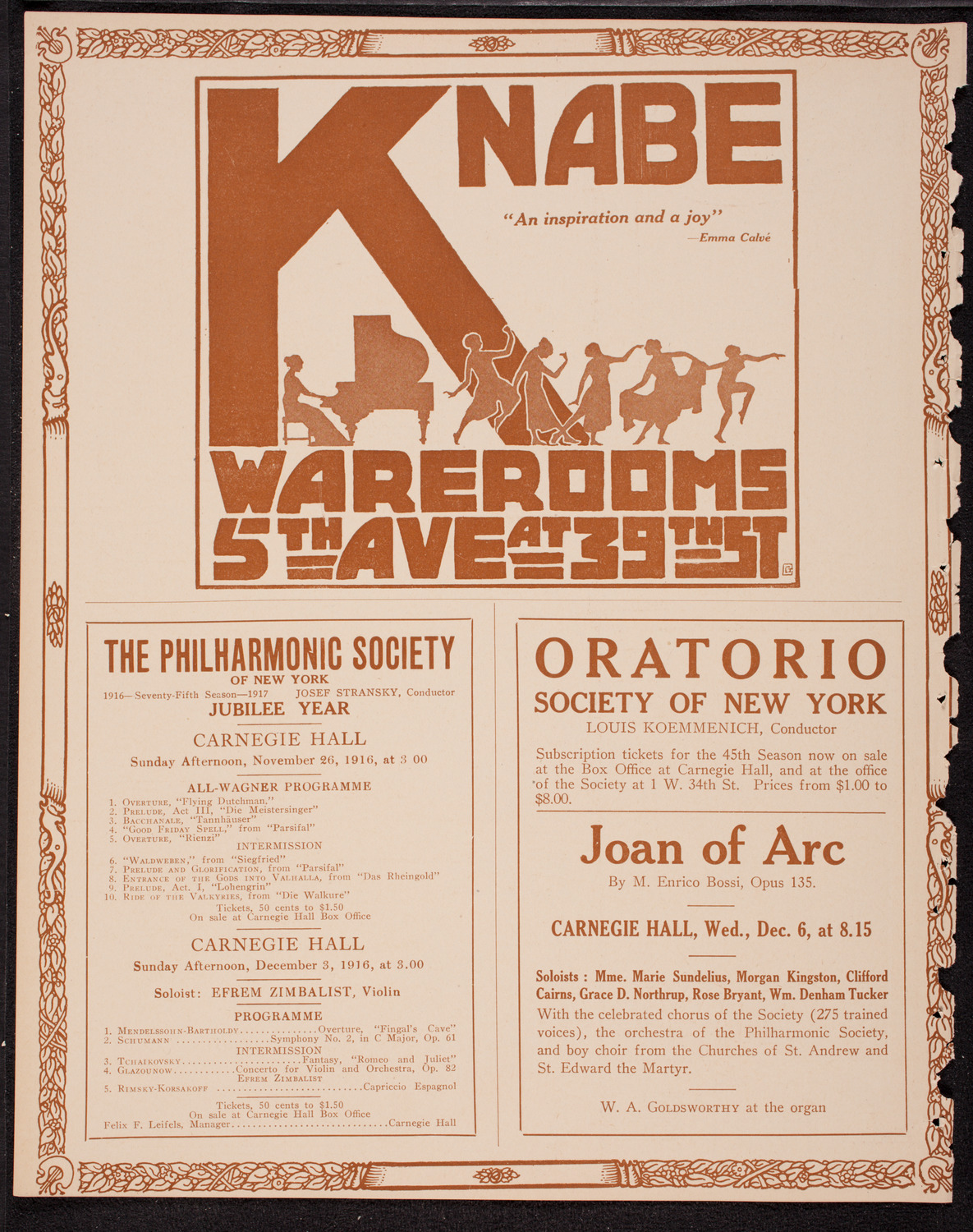 New York Philharmonic, November 24, 1916, program page 12