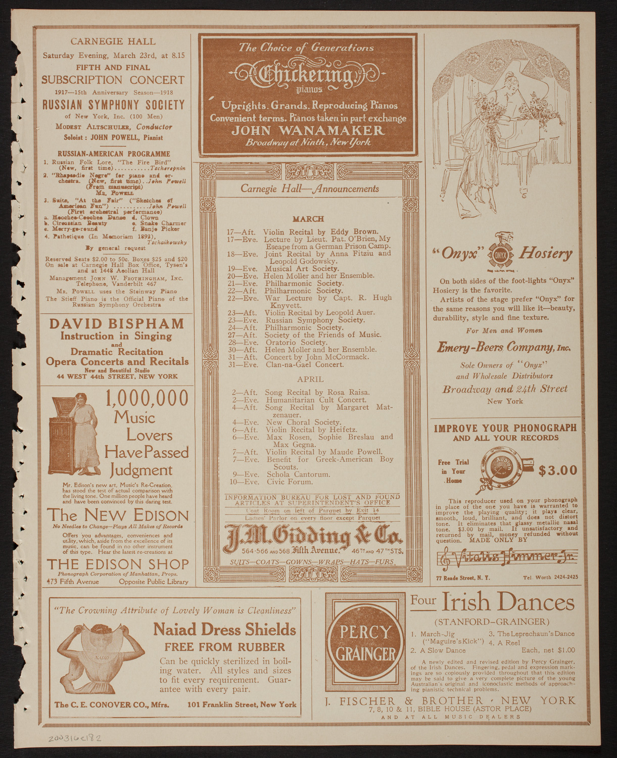New York Symphony Orchestra, March 16, 1918, program page 3