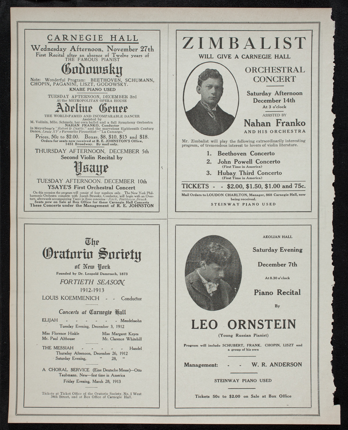 Volpe Symphony Society of New York, November 26, 1912, program page 10